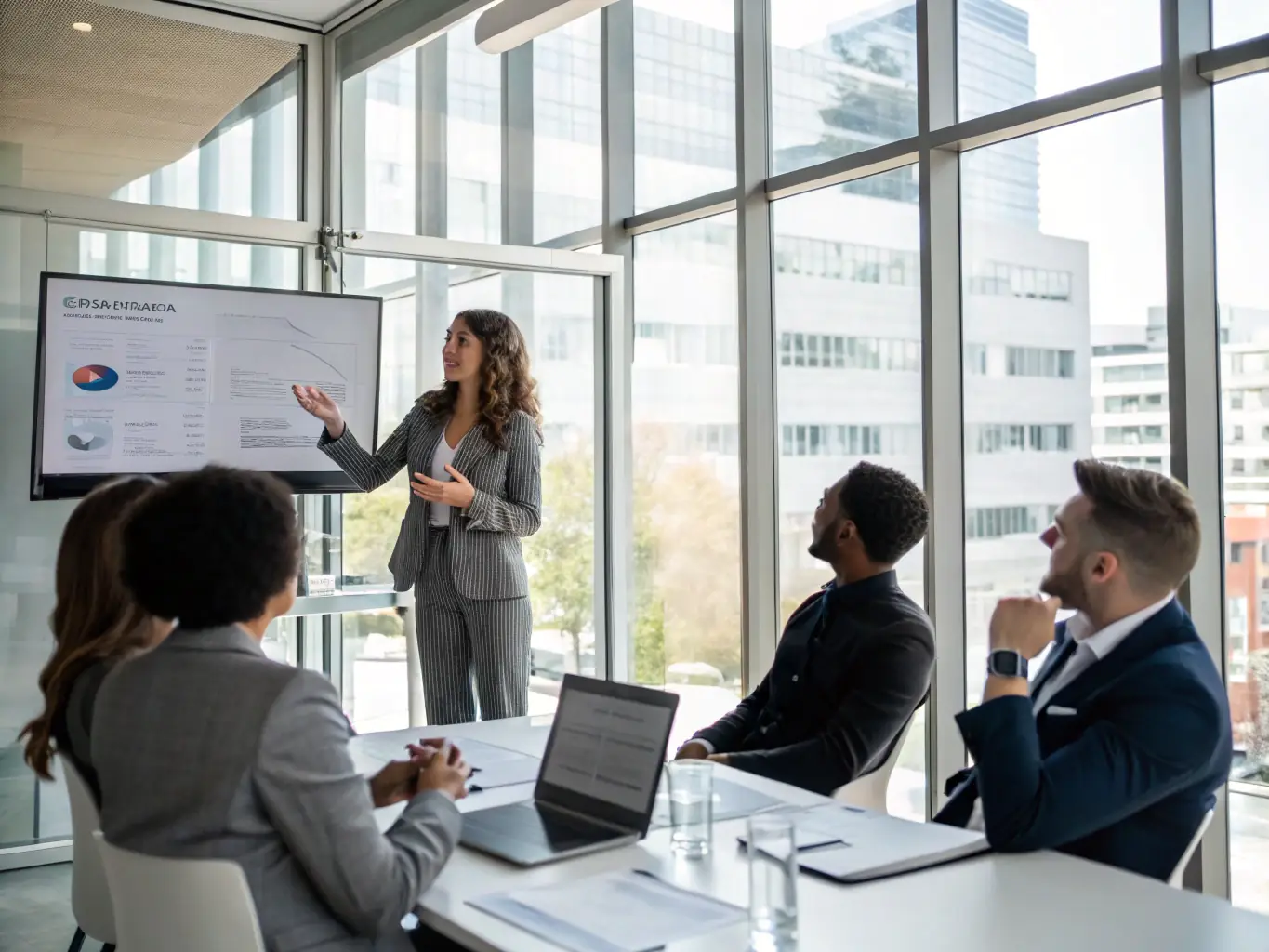 An image showcasing a successful pitch presentation to potential investors, with a startup founder confidently presenting financial projections and growth strategies, highlighting the importance of securing funding.